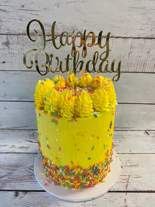 Cake Topper - Happy Birthday (Gold Acrylic) - Cupcake Sweeties