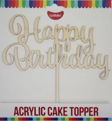 Cake Topper - Happy Birthday (Natural) - Cupcake Sweeties