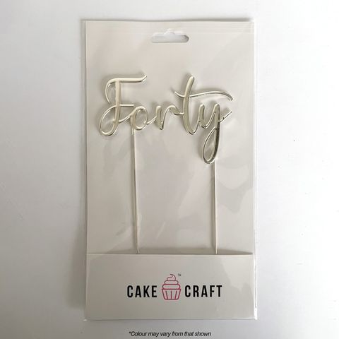 Cake Topper - Metal Forty Silver - Cupcake Sweeties