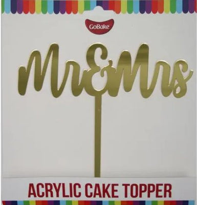 Cake Topper - Mr & Mrs (Gold Acrylic) - Cupcake Sweeties