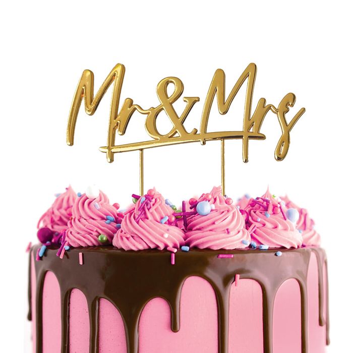 Cake Topper - 'Mr & Mrs' (Gold Plated) - Cupcake Sweeties