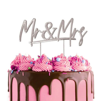 Cake Topper - 'Mr & Mrs' (Silver Plated) - Cupcake Sweeties