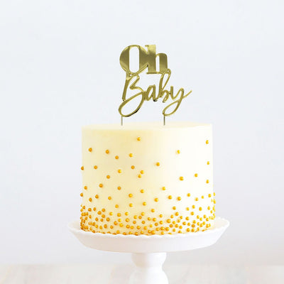 Cake Topper - 'Oh Baby' (Gold metal) - Cupcake Sweeties