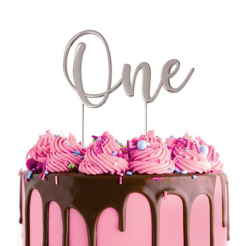 Cake Topper - One (Silver Metal) - Cupcake Sweeties