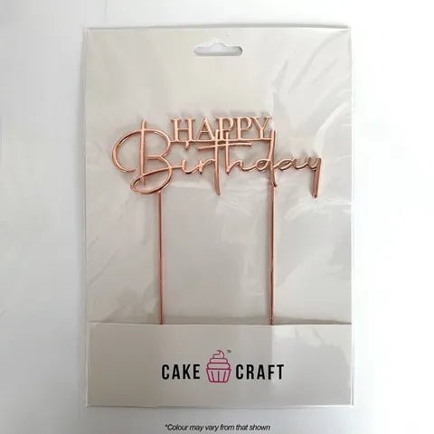 Cake Topper - Rose Gold Happy Birthday Style 2 - Cupcake Sweeties