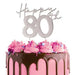 Cake Topper - Silver Happy 80th - Cupcake Sweeties