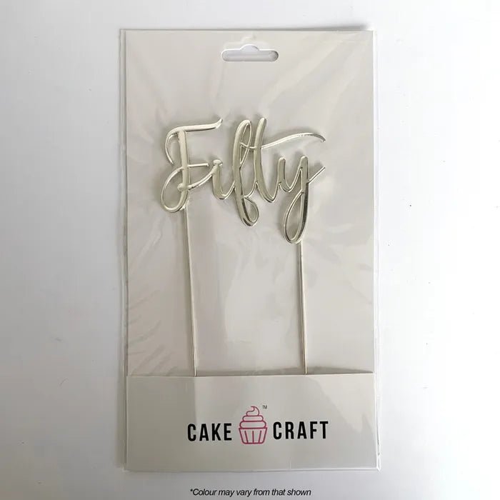Cake Topper - Silver Metal Cake Topper 50 (fifty) - Cupcake Sweeties