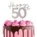 Cake Topper - Silver Metal Cake Topper Happy 50th (fifty) - Cupcake Sweeties