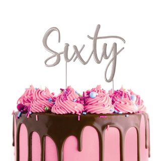 Cake Topper - Silver Sixty (60) - Cupcake Sweeties