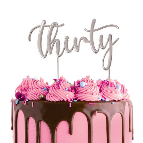 Cake Topper - Thirty (Silver) - Cupcake Sweeties