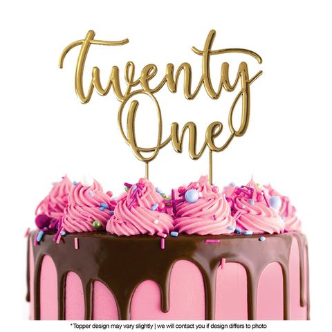 Cake Topper - Twenty One (Gold) - Cupcake Sweeties