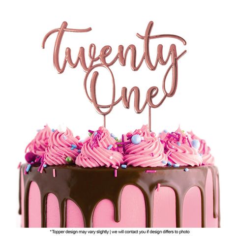 Cake Topper - Twenty One (Rose Gold) - Cupcake Sweeties