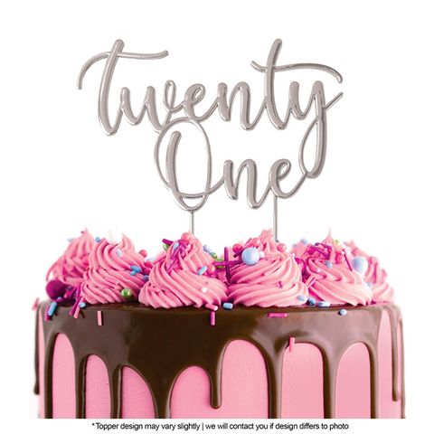 Cake Topper - Twenty One (Silver) - Cupcake Sweeties