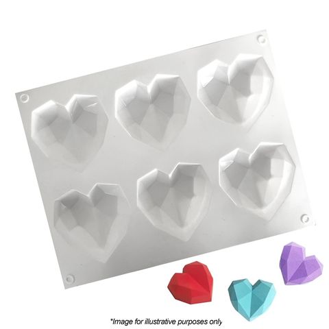 Geo Hearts / Silicone Mould (6) - Cupcake Sweeties