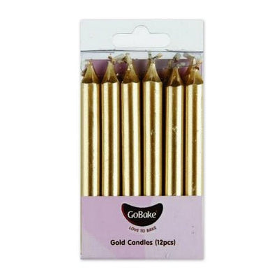 GoBake Candles - Large Gold - 8cm (pack of 12) - Cupcake Sweeties