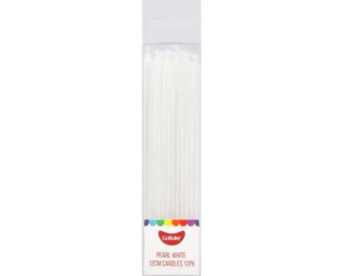 GoBake Candles - Pearl White - 12cm (Pack of 12) - Cupcake Sweeties