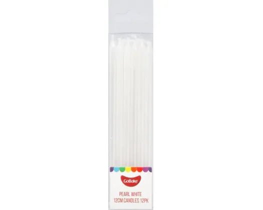 GoBake Candles - Pearl White - 12cm (Pack of 12) - Cupcake Sweeties