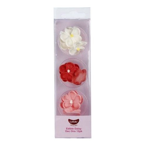 GoBake Dec Ons - Daisies - Red, Pink, White (12) - Cupcake Sweeties