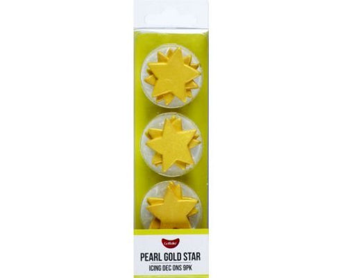 GoBake Dec Ons - Stars - Pearl Gold 3cm (9) - Cupcake Sweeties
