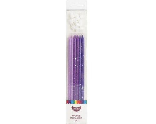 GoBake Super Tall 18cm Ombre Purple Orchid Candles (pack of 12) - Cupcake Sweeties