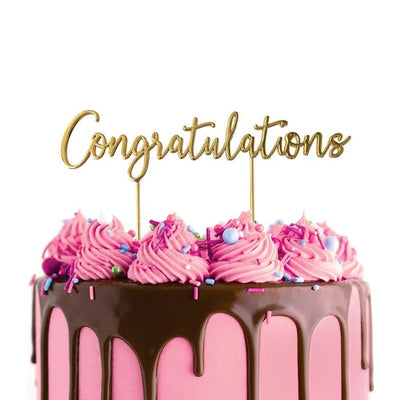Gold Metal Cake Topper - CONGRATULATIONS - Cupcake Sweeties