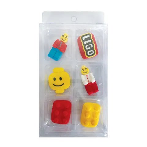 Lego Decorations - Pack of 6 mixed approx 4cm - Cupcake Sweeties