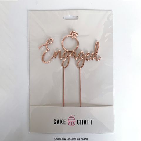 Metal Cake Topper - Engaged (Rose Gold Plated) - Cupcake Sweeties