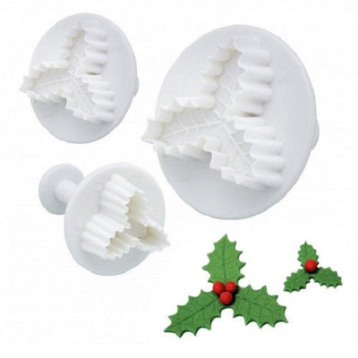 Plunger Cutters - Holly 3 Leaf (set of 3) - Cupcake Sweeties