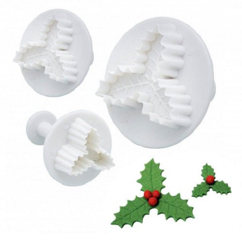 Plunger Cutters - Holly 3 Leaf (set of 3) - Cupcake Sweeties