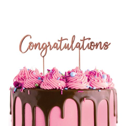 Rose Gold Metal Cake Topper - CONGRATULATIONS - Cupcake Sweeties
