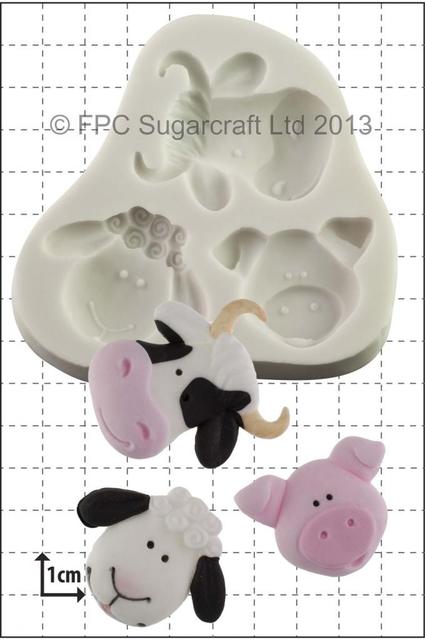 Silicone Mould - Farm Animals (Sheep, Cow, Pig) - Cupcake Sweeties
