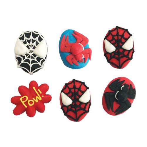 Spiderman Decorations - Pack of 6 mixed approx 4cm (Pick Up Only) - Cupcake Sweeties
