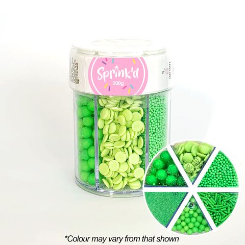 Sprink'd 6 Cavity Jar Green 200g - Cupcake Sweeties