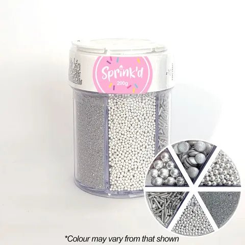Sprink'd 6 Cavity Jar Silver Shiny 200g - Cupcake Sweeties