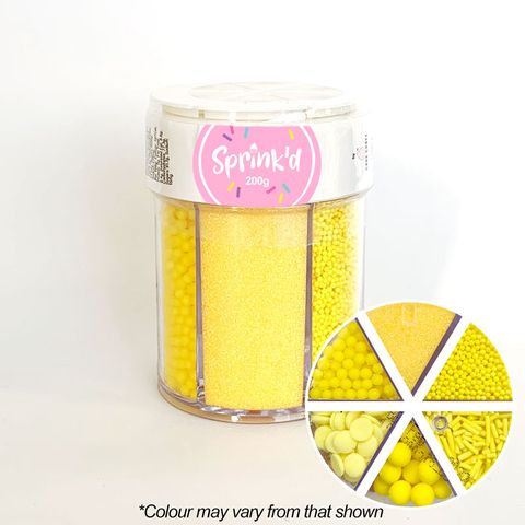 Sprink'd 6 Cavity Jar Yellow 200g - Cupcake Sweeties