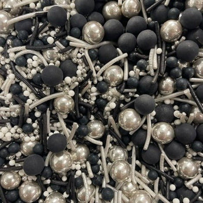 Sprinkle Medley - Metallica (Black, White & Silver) - 100gm - Cupcake Sweeties