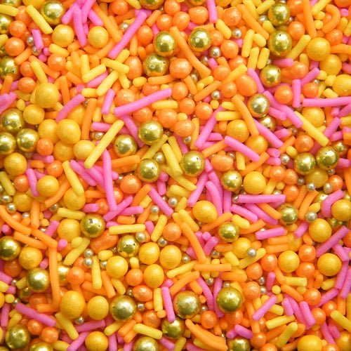 Sprinkle Medley - Summer Sunset (Pink, Orange, Yellow & Gold) - 100gm - Cupcake Sweeties