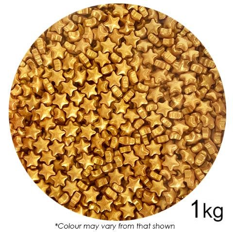 Sprinkle Shapes - Sprink'd Gold Stars - 100gm - Cupcake Sweeties
