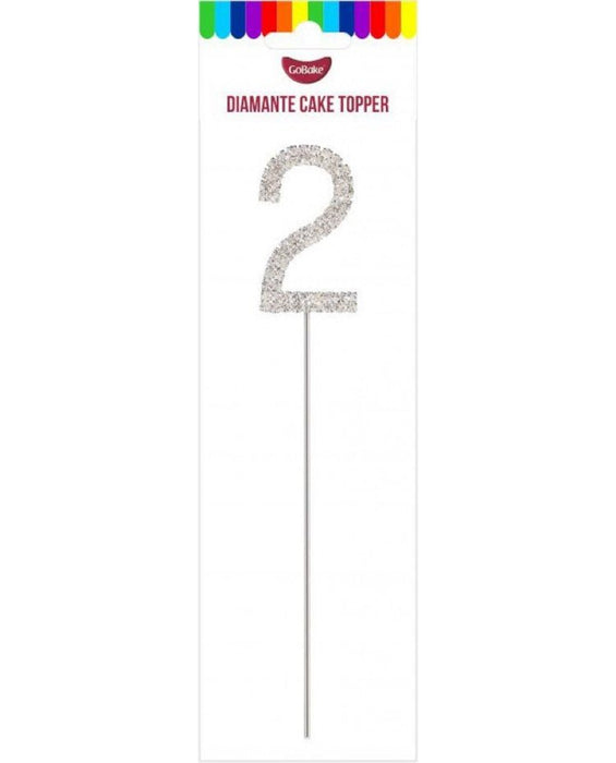 Topper 4.5cm Diamante Silver 2 - Cupcake Sweeties