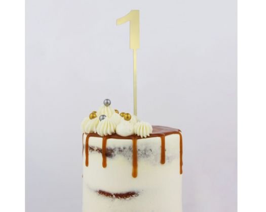 Topper Small Mirror Numbers - 1 Gold - Cupcake Sweeties