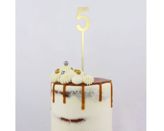 Topper Small Mirror Numbers - 5 Gold - Cupcake Sweeties