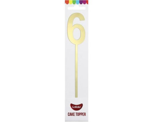 Topper Small Mirror Numbers - 6 Gold - Cupcake Sweeties