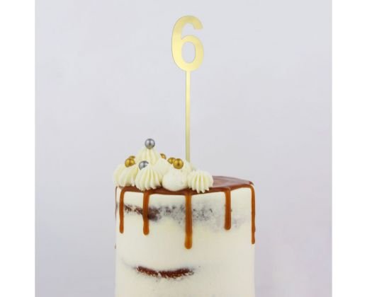 Topper Small Mirror Numbers - 6 Gold - Cupcake Sweeties
