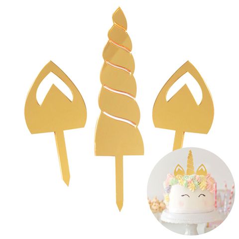 Unicorn Gold Mirror Acrylic Topper - Cupcake Sweeties