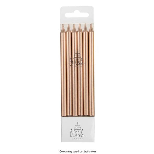 Wish Metalic RoseGold Tall Line Candles - 12.5cm (Pack of 12) - Cupcake Sweeties